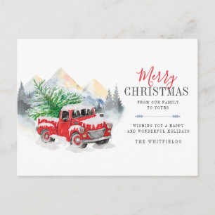Cartes Pour Fêtes Annuelles Camion aquarelle et arbre Joyeux Noël