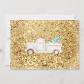 Cartes Pour Fêtes Annuelles Camion blanc Snowman Gold Photo de Noël Marine ble (Dos)