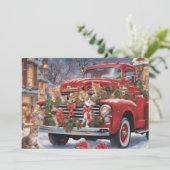 Cartes Pour Fêtes Annuelles Camion de Noël Rouge avec Chats (Debout devant)