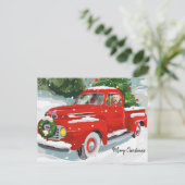 Cartes Pour Fêtes Annuelles Camion de Noël Rouge mignon avec chien (Debout devant)
