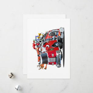 Cartes Pour Fêtes Annuelles Camion de pompiers de Noël de dessin animé