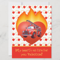 Camion de pompiers mignon pour la Saint-Valentin