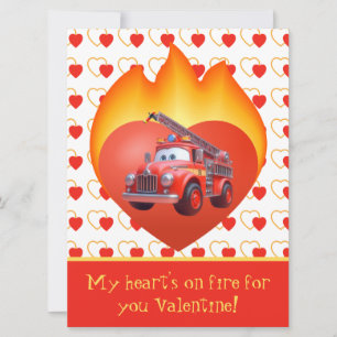Cartes Pour Fêtes Annuelles Camion de pompiers mignon pour la Saint-Valentin