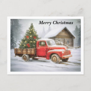 Cartes Pour Fêtes Annuelles Camion de ramassage avec arbre de Noël