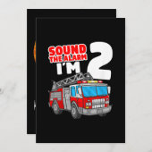 Cartes Pour Fêtes Annuelles Camion d'incendie 2 ans pompier 2e anniversaire (Devant / Derrière)