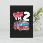 Cartes Pour Fêtes Annuelles Camion d'incendie 2 ans pompier 2e anniversaire (Debout devant)