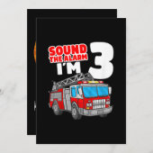 Cartes Pour Fêtes Annuelles Camion d'incendie 3 ans pompier 3e anniversaire (Devant / Derrière)