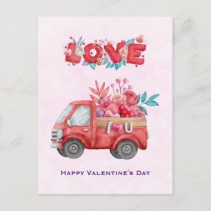 Cartes Pour Fêtes Annuelles Camion mignon Love portant des bonbons Valentine