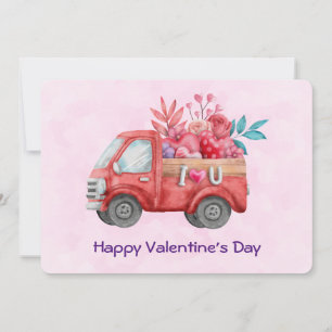 Cartes Pour Fêtes Annuelles Camion mignon Love portant des bonbons Valentine