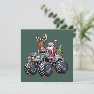 Cartes Pour Fêtes Annuelles Camion Monstre Noël Santa Fêtes Enfants