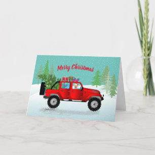 Cartes Pour Fêtes Annuelles Camion Rouge, 4x4, Laboratoire Jaune, Noël des Fêt