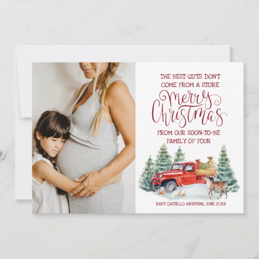 Cartes Pour Fêtes Annuelles Camion Rouge | Annonce de grossesse de Noël (Devant)