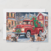 Cartes Pour Fêtes Annuelles Camion rouge avec chats de Noël Kitty (Devant)