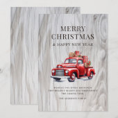 Cartes Pour Fêtes Annuelles Camion Rouge Classique de Noël Cadeaux Bois Rustiq (Devant / Derrière)