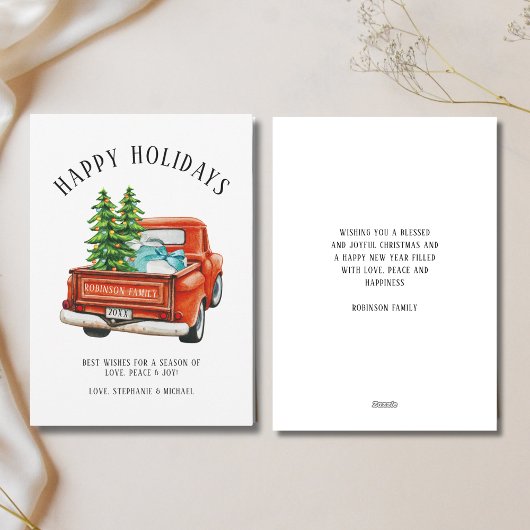 Cartes Pour Fêtes Annuelles Camion rouge rustique Joyeux Noël Arbre de Noël