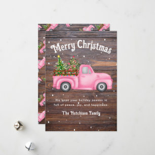 Cartes Pour Fêtes Annuelles Camion rouge vintage arbre de Noël Joyeux