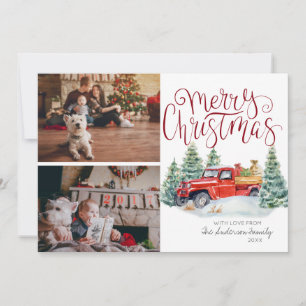 Cartes Pour Fêtes Annuelles Camion rouge vintage   Christmas Photo Collage