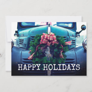 Cartes Pour Fêtes Annuelles Camion rustique vintage de campagne avec couronne