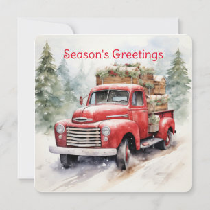 Cartes Pour Fêtes Annuelles Camion vintage De Ferme Rouge Chargé Pour Noël