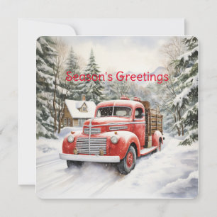 Cartes Pour Fêtes Annuelles Camion vintage De Ferme Rouge Chargé Pour Noël