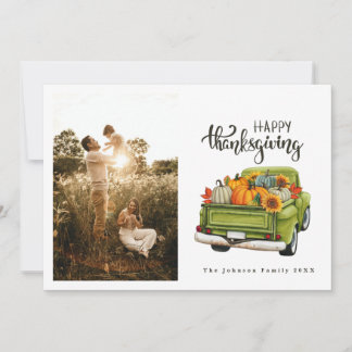 Cartes Pour Fêtes Annuelles Camionnette de ferme verte vintage pour la récolte