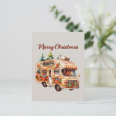 Cartes Pour Fêtes Annuelles Camionnette en pain d'épice à l'aquarelle de Noël (Debout devant)