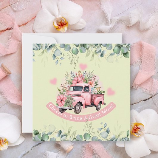 Cartes Pour Fêtes Annuelles Camionnette Fleurie Rose pour la Fête des Mères Ap