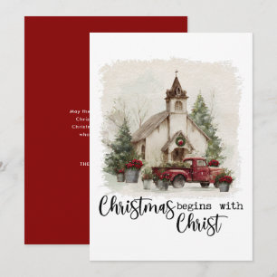 Cartes Pour Fêtes Annuelles Camionnette Rouge Rustique Noël Commence Avec Le C