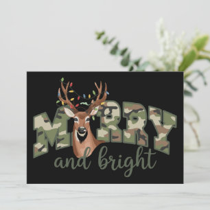 Cartes Pour Fêtes Annuelles Camo Cerf Joyeux Et Lumineux Arc Extérieur Campagn