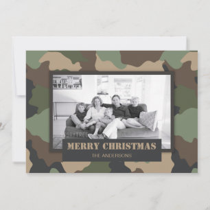 Cartes Pour Fêtes Annuelles Camouflage de Woodland Camo Photo de Noël militair