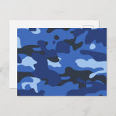 Cartes Pour Fêtes Annuelles Camouflage Motif Camo Bleu (Devant / Derrière)