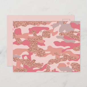 Cartes Pour Fêtes Annuelles Camouflage Rose Gold Blush Pink Camo Motif