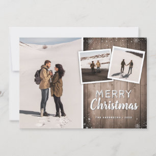 Cartes Pour Fêtes Annuelles Campagne Bois et Neige Joyeux Noël Photo de vacanc