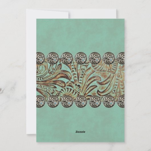 Cartes Pour Fêtes Annuelles Campagne en cuir turquoise Noël occidental (Dos)