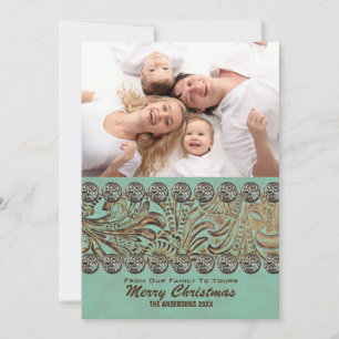 Cartes Pour Fêtes Annuelles Campagne en cuir turquoise Noël occidental