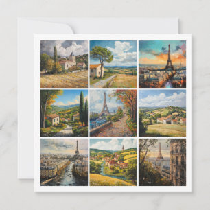 Cartes Pour Fêtes Annuelles Campagne française vintage et Paris romantique