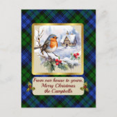 Cartes Pour Fêtes Annuelles Campbell Crest & Tartan avec Robin (Devant)