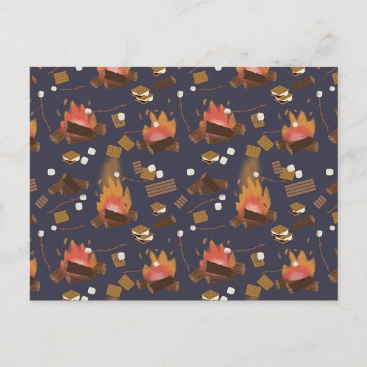 Cartes Pour Fêtes Annuelles Camping Fire Outdoor Adventure & Marshmallows (Devant)