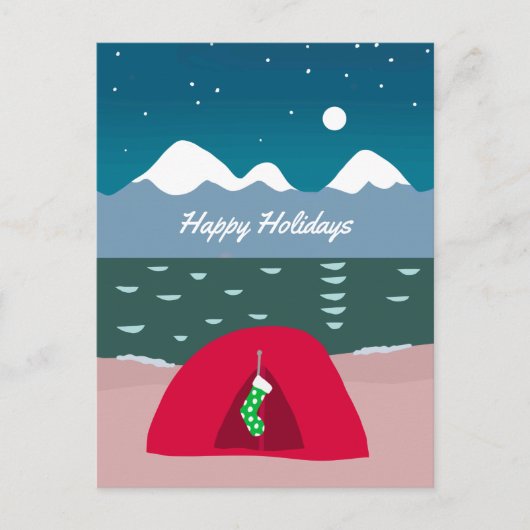 Cartes Pour Fêtes Annuelles Camping Red Tent à Noël (Devant)