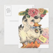 Cartes Pour Fêtes Annuelles Canard de Pâques vintage (Devant / Derrière)