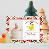 Cartes Pour Fêtes Annuelles Canard en caoutchouc Père Noël aquarelle Noël Phot