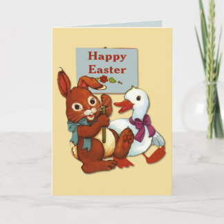 Cartes Pour Fêtes Annuelles Canard et lapin Pâques
