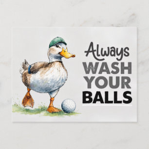 Cartes Pour Fêtes Annuelles Canard golfeur drôle Lavez toujours vos balles