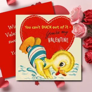 Cartes Pour Fêtes Annuelles Canard Rétro Personnalisé pour la Saint-Valentin M