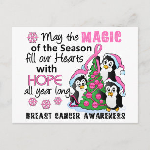 Cartes Pour Fêtes Annuelles Cancer du sein de pingouins de Noël