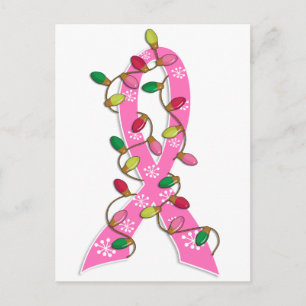 Cartes Pour Fêtes Annuelles Cancer du sein - Éclairage de Noël Ruban