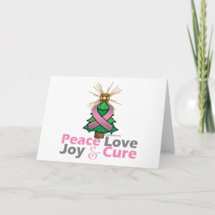 Cartes Pour Fêtes Annuelles Cancer du sein Peace Love Joy Cure