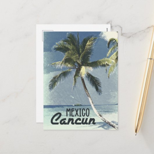 Cartes Pour Fêtes Annuelles Cancun vintage Mexique (Devant/Arrière en situation)