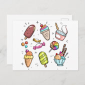 Cartes Pour Fêtes Annuelles Candy and ice Cream (Devant / Derrière)
