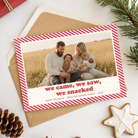 Cartes Pour Fêtes Annuelles Candy Cane Stipe Funny Family Christmas Photo